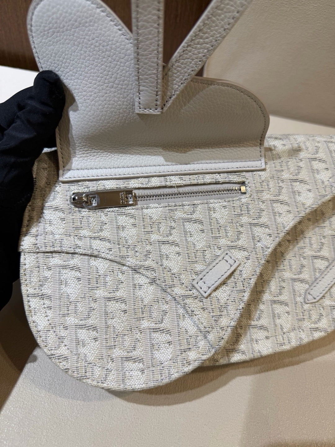 Dior Canvas White Saddle Bag