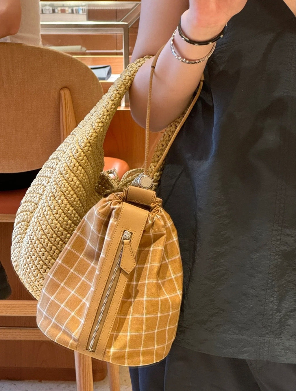 Hermes Canvas Bucket & Drawstring Bag