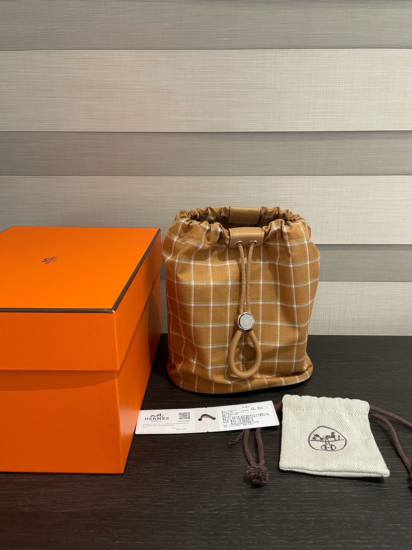 Hermes Canvas Bucket & Drawstring Bag