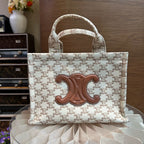 Celine CABAS THAIS small-sized handbag in signature-printed fabric and calfskin leather Leather CONF.199162FRF.01BC