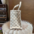 Celine CABAS THAIS small-sized handbag in signature-printed fabric and calfskin leather Leather CONF.199162FRF.01BC