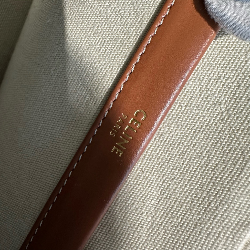Celine CABAS THAIS small-sized handbag in signature-printed fabric and calfskin leather Leather CONF.199162FRF.01BC