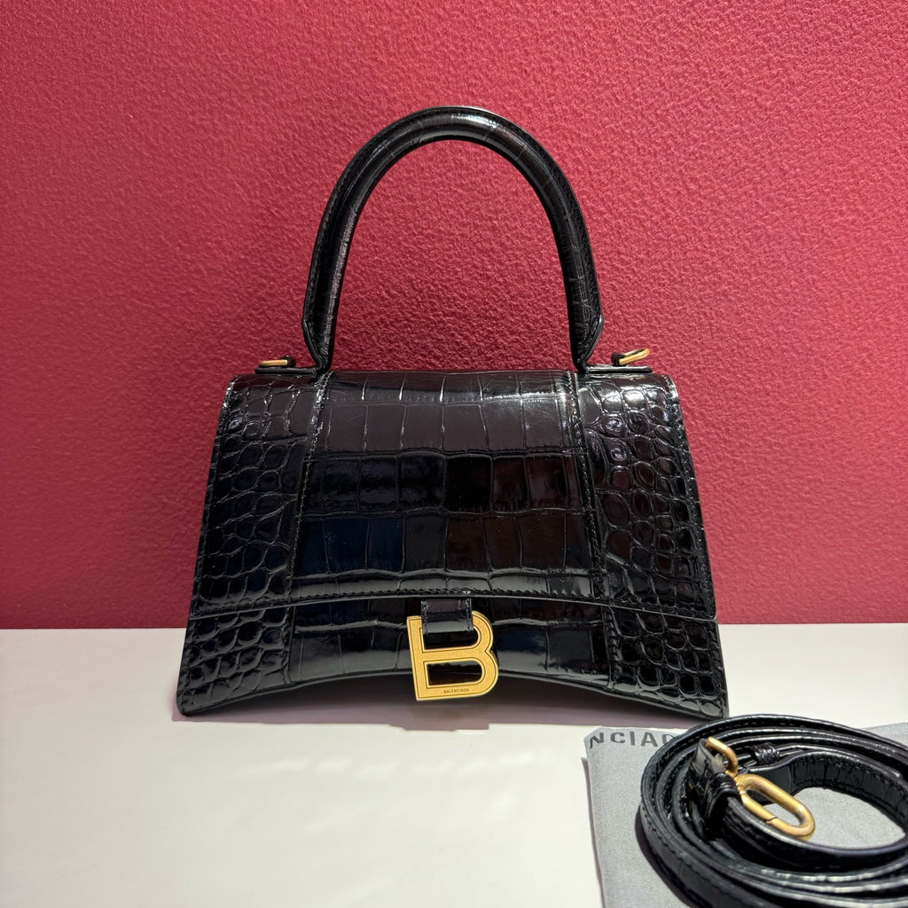 Balenciaga HOURGLASS Black Crossbody 22.8 cm long x 14.9 cm high x 9.9 cm wide 5935461LRGM1000