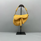 Dior Velvet Yellow Saddle Bag
