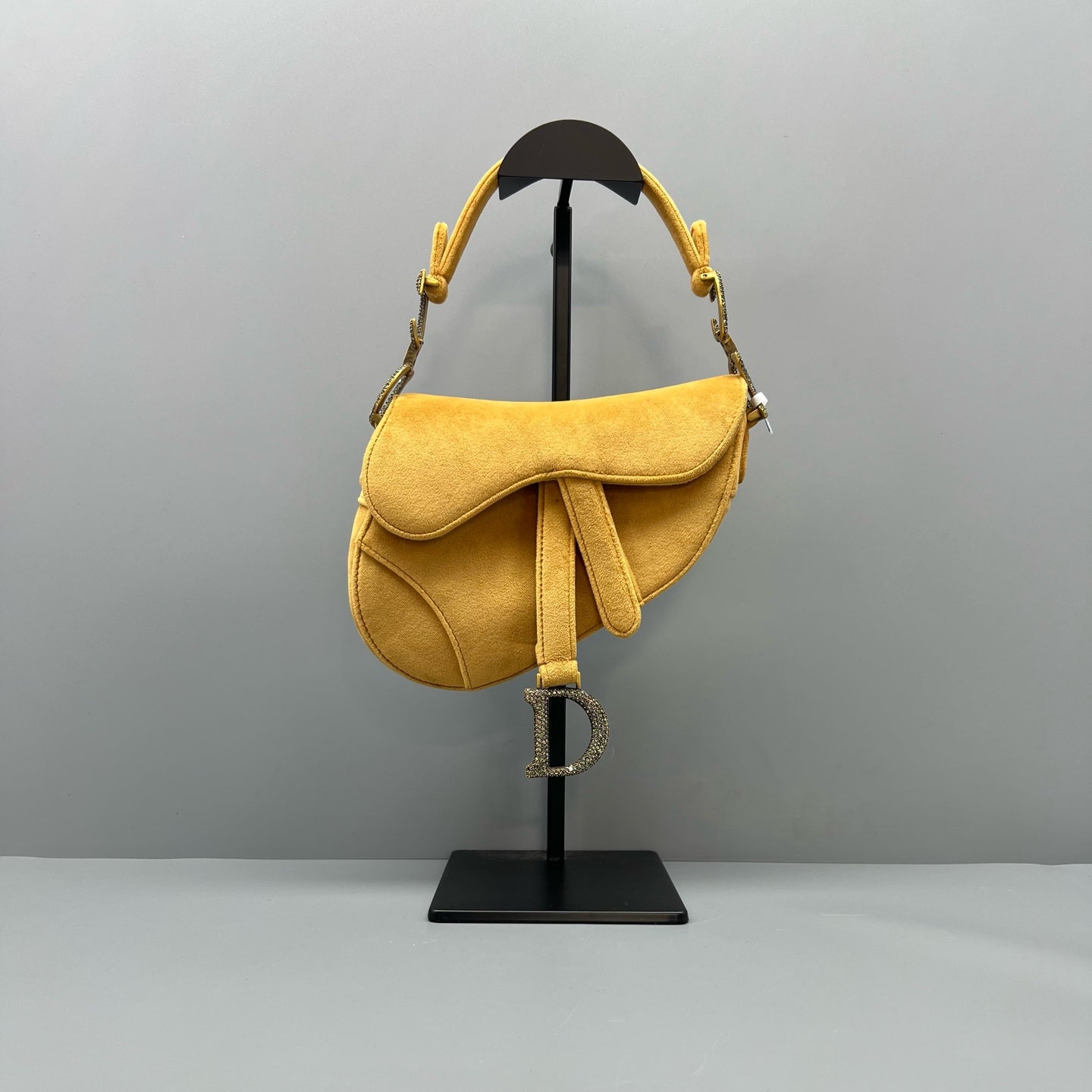Dior Velvet Yellow Saddle Bag