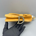 Dior Velvet Yellow Saddle Bag