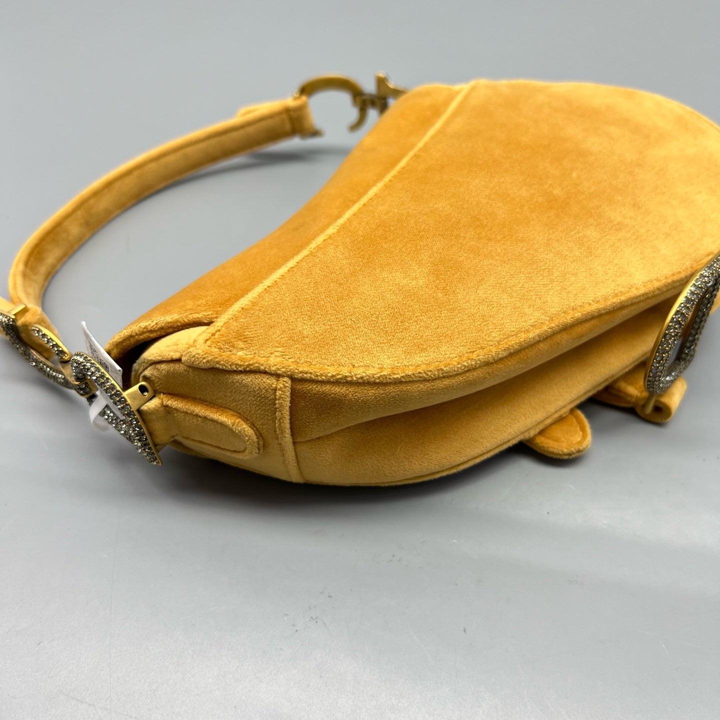 Dior Velvet Yellow Saddle Bag