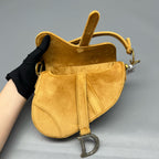 Dior Velvet Yellow Saddle Bag