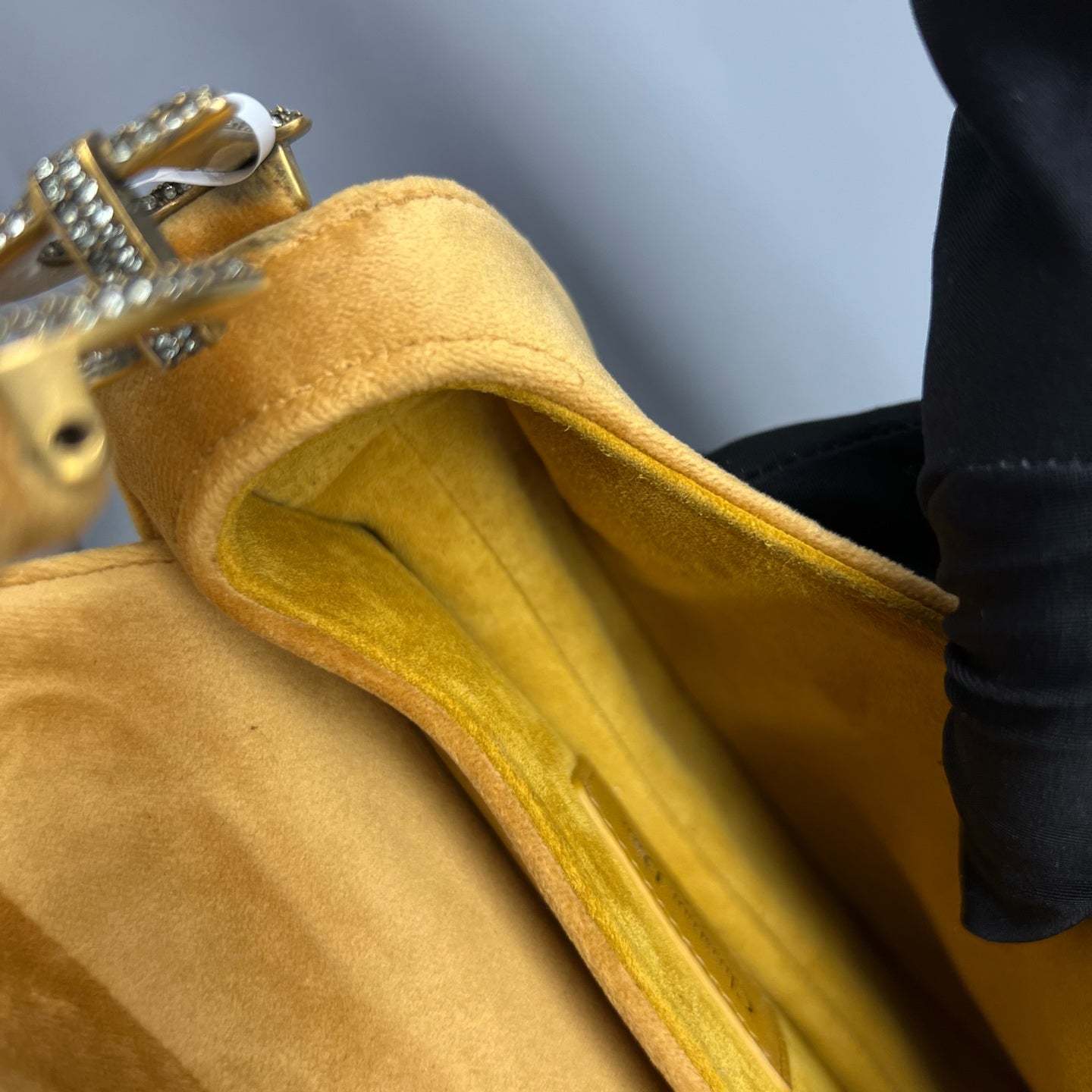 Dior Velvet Yellow Saddle Bag