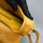 Dior Velvet Yellow Saddle Bag