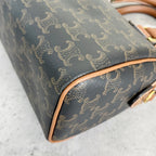 Celine Small logo-printed cowhide Boston bag Brown 113772CAS.04LU