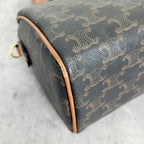 Celine Small logo-printed cowhide Boston bag Brown 113772CAS.04LU