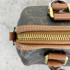 Celine Small logo-printed cowhide Boston bag Brown 113772CAS.04LU