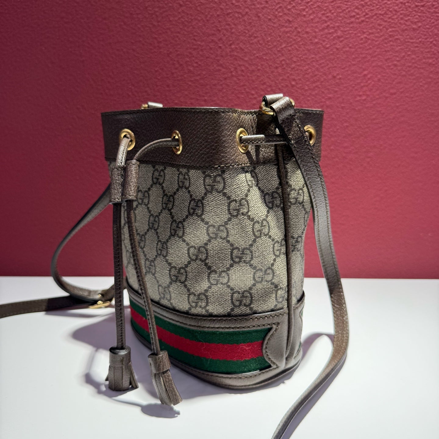 Gucci Ophidia Collection Canvas Beige Bucket & Drawstring Bag 15.5 cm (width) x 19 cm (height) x 9 cm (depth) 550620 96I3B 8745