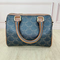 Celine Small logo-printed cowhide Boston bag Brown 113772CAS.04LU