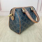 Celine Small logo-printed cowhide Boston bag Brown 113772CAS.04LU