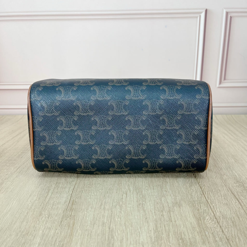 Celine Small logo-printed cowhide Boston bag Brown 113772CAS.04LU