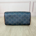 Celine Small logo-printed cowhide Boston bag Brown 113772CAS.04LU