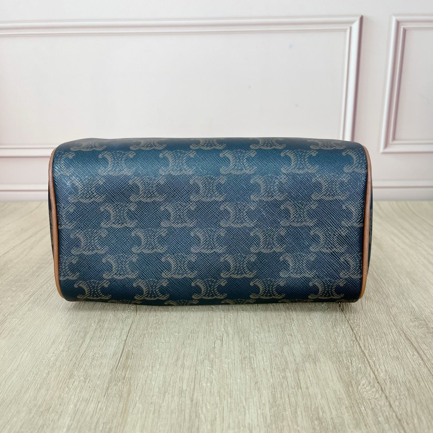 Celine Small logo-printed cowhide Boston bag Brown 113772CAS.04LU