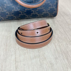 Celine Small logo-printed cowhide Boston bag Brown 113772CAS.04LU