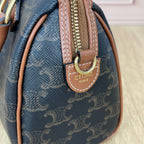 Celine Small logo-printed cowhide Boston bag Brown 113772CAS.04LU