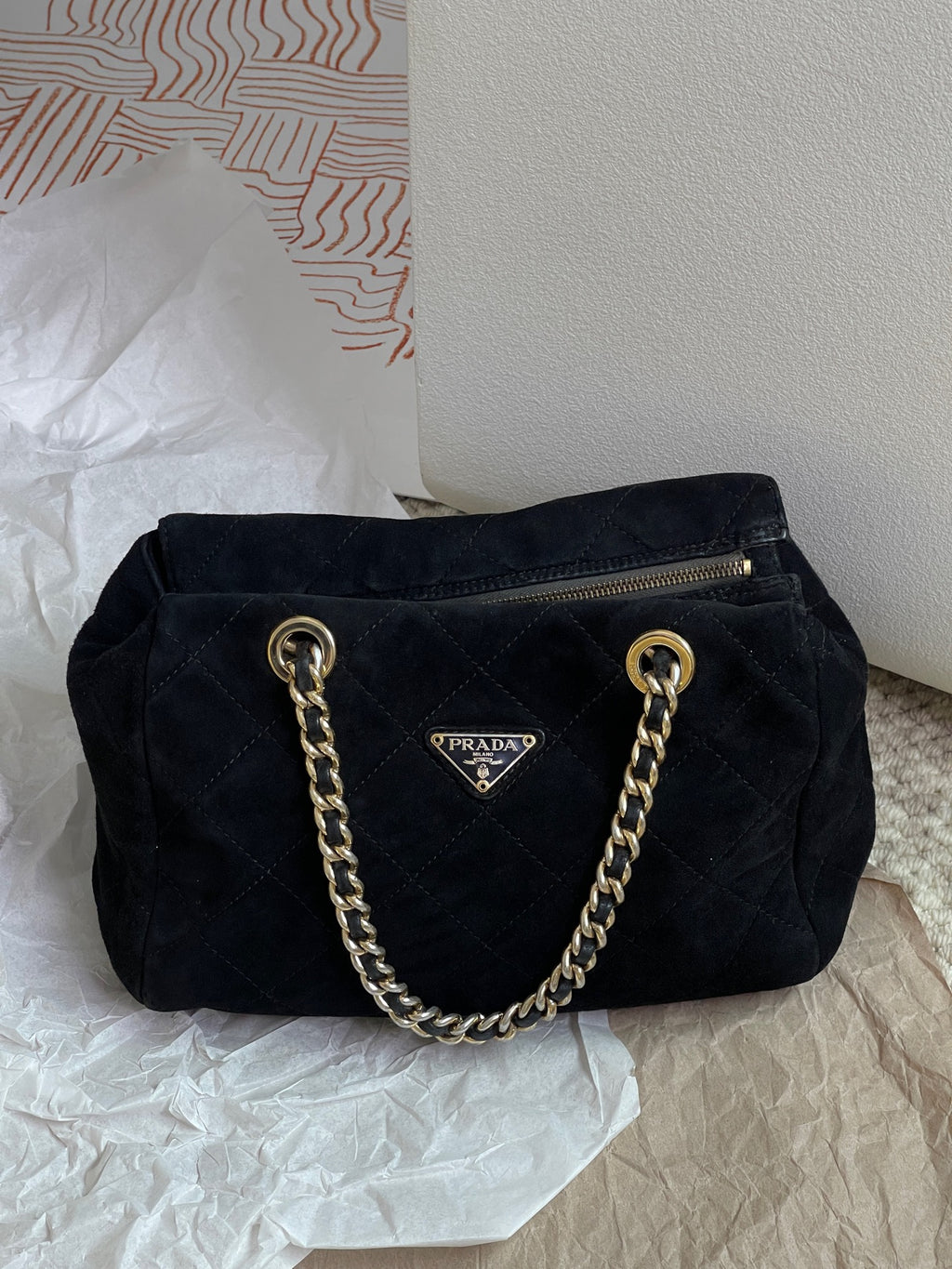 Prada Alcantara Satchel