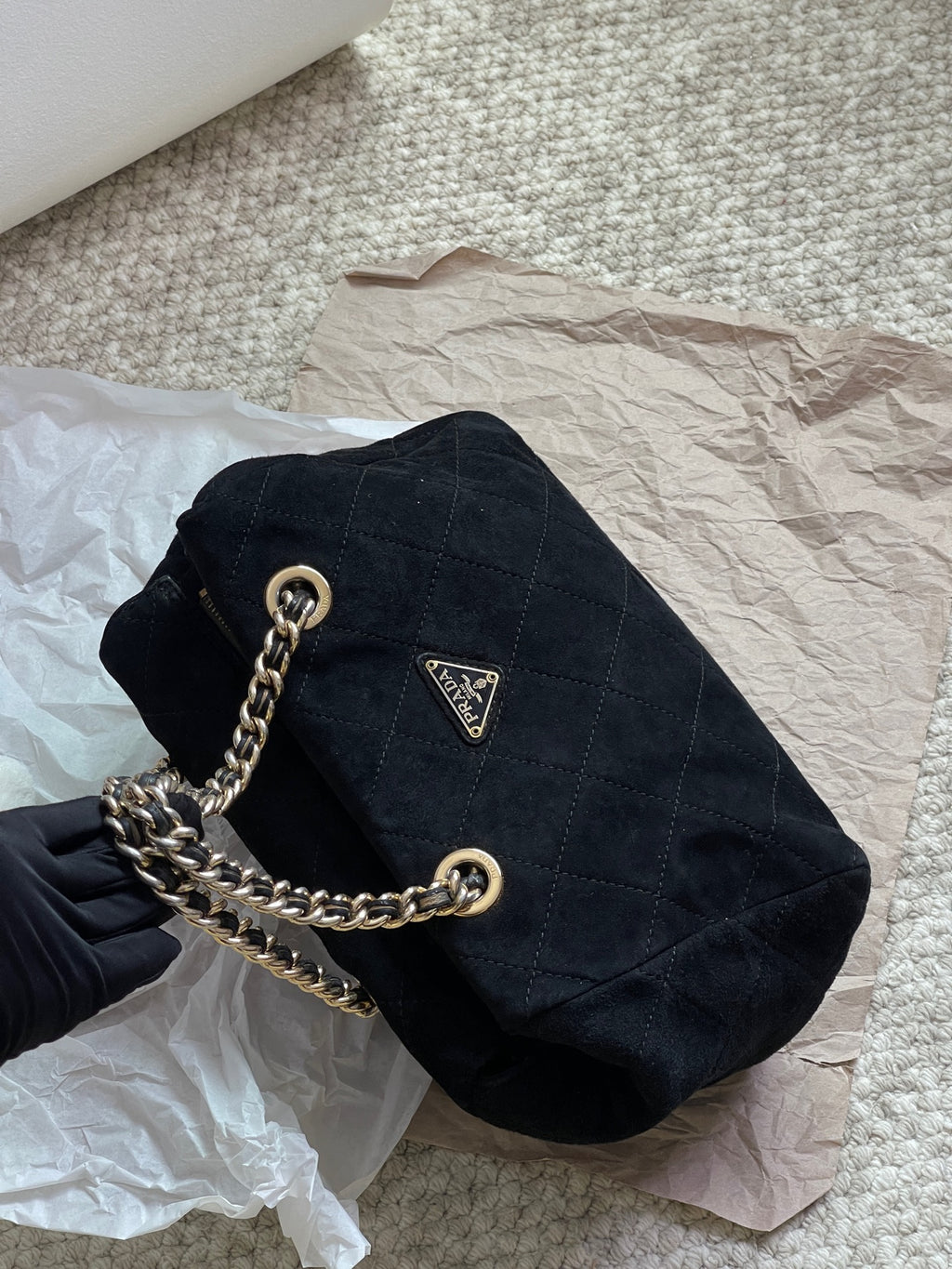 Prada Alcantara Satchel