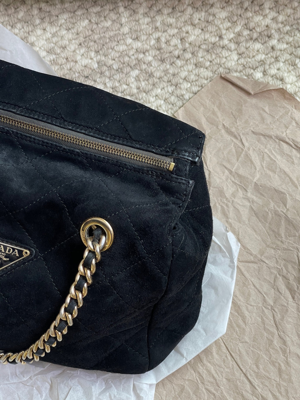 Prada Alcantara Satchel