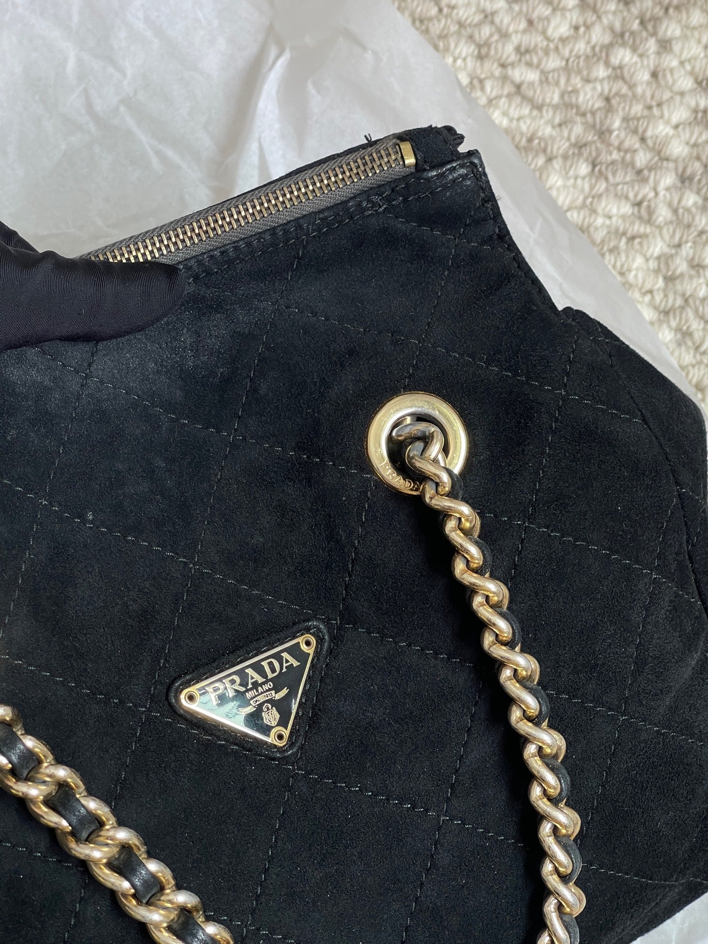 Prada Alcantara Satchel