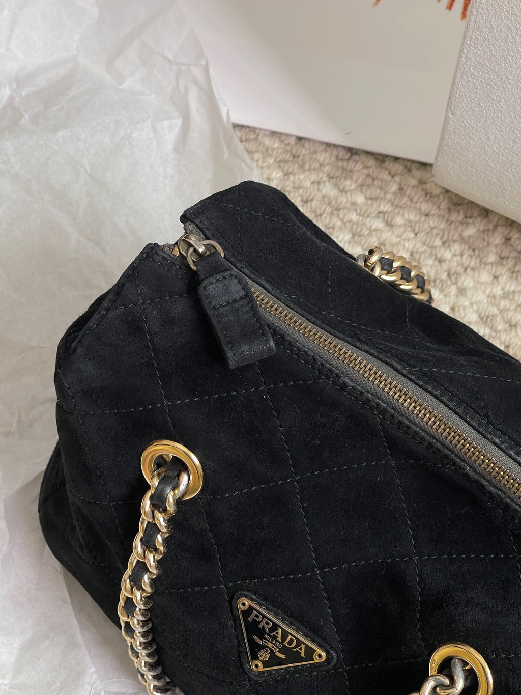 Prada Alcantara Satchel