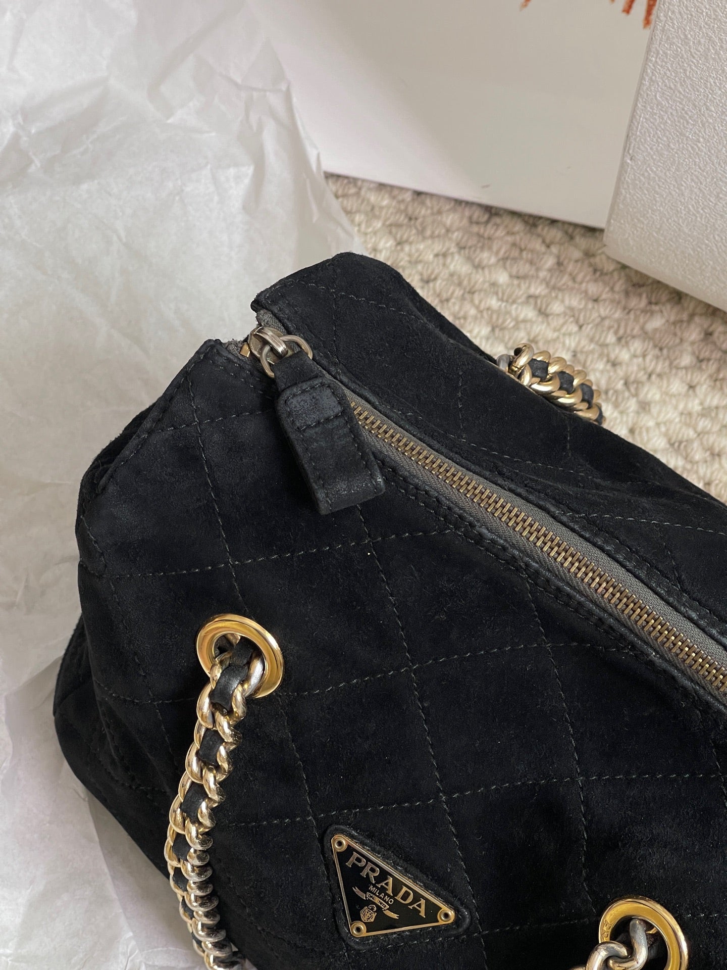 Prada Alcantara Satchel