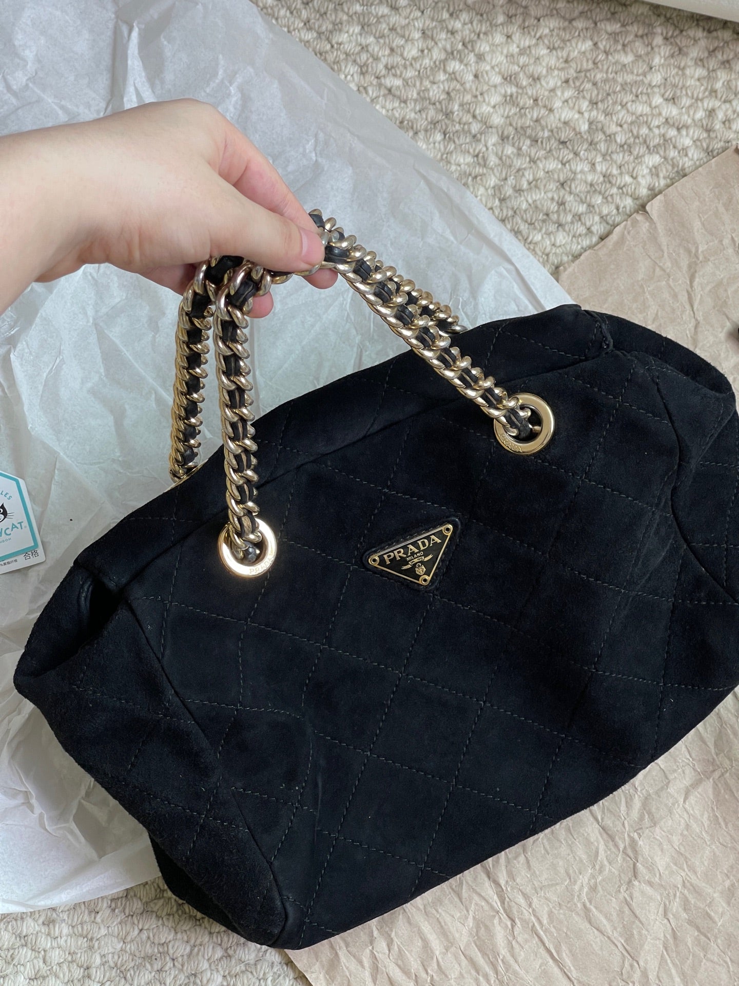 Prada Alcantara Satchel