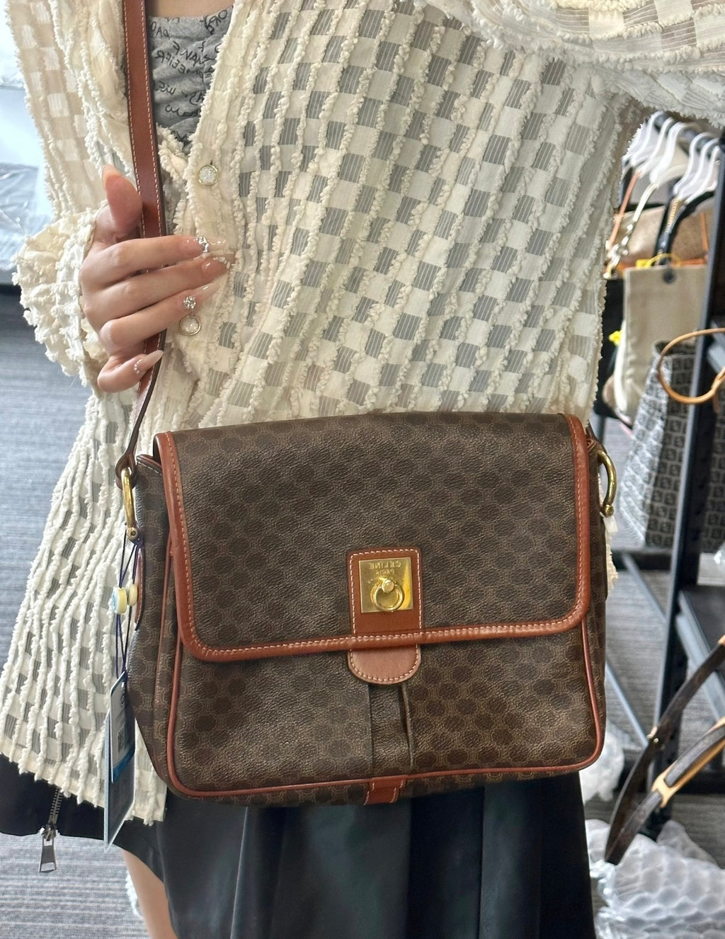 Celine Leather Brown Messenger Bag