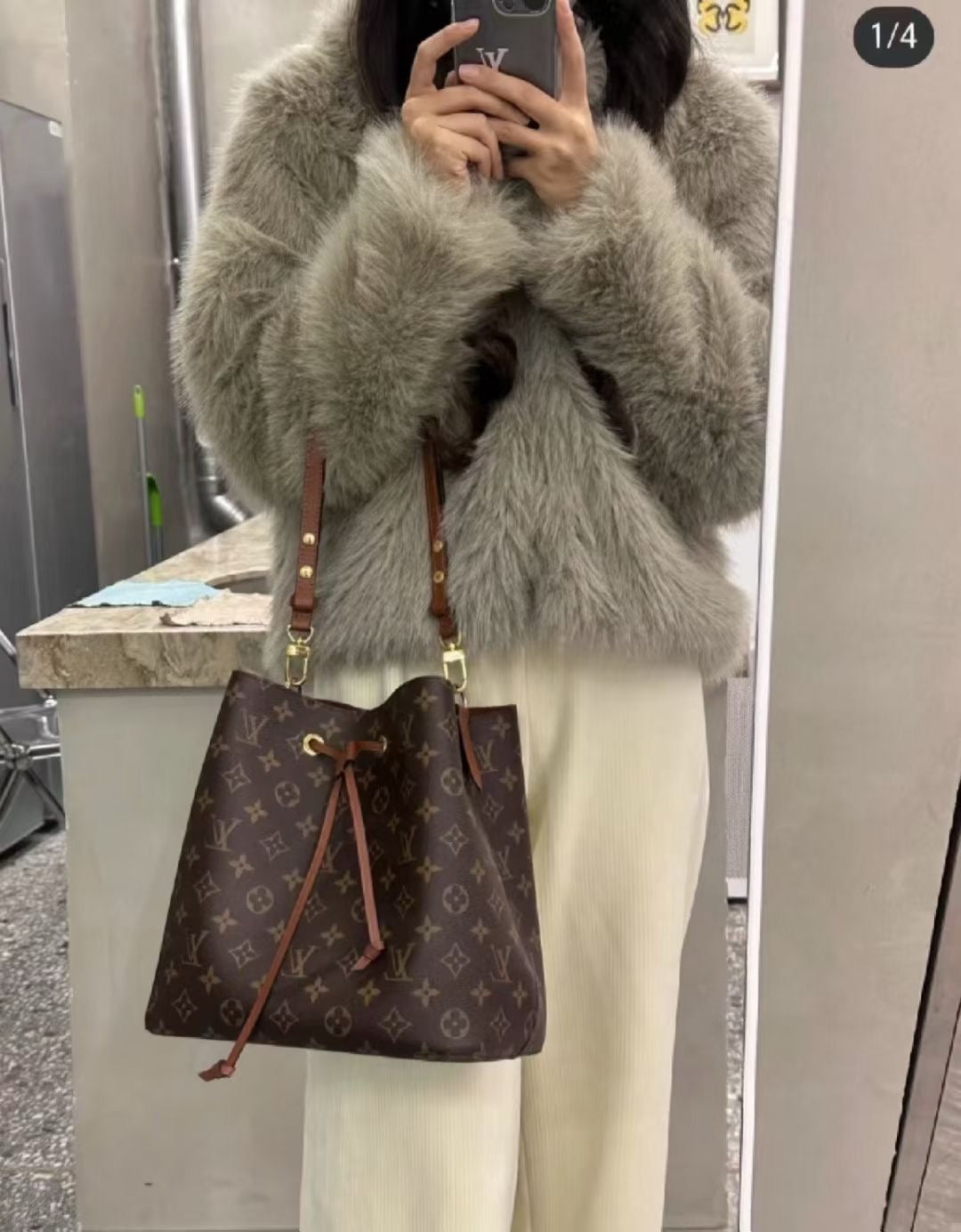 Louis Vuitton Brown Bucket & Drawstring Bag