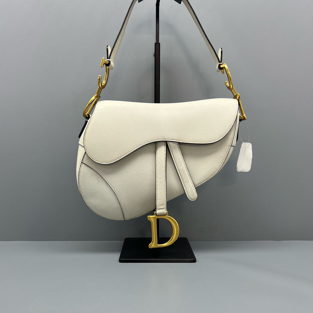 Dior White Saddle Bag