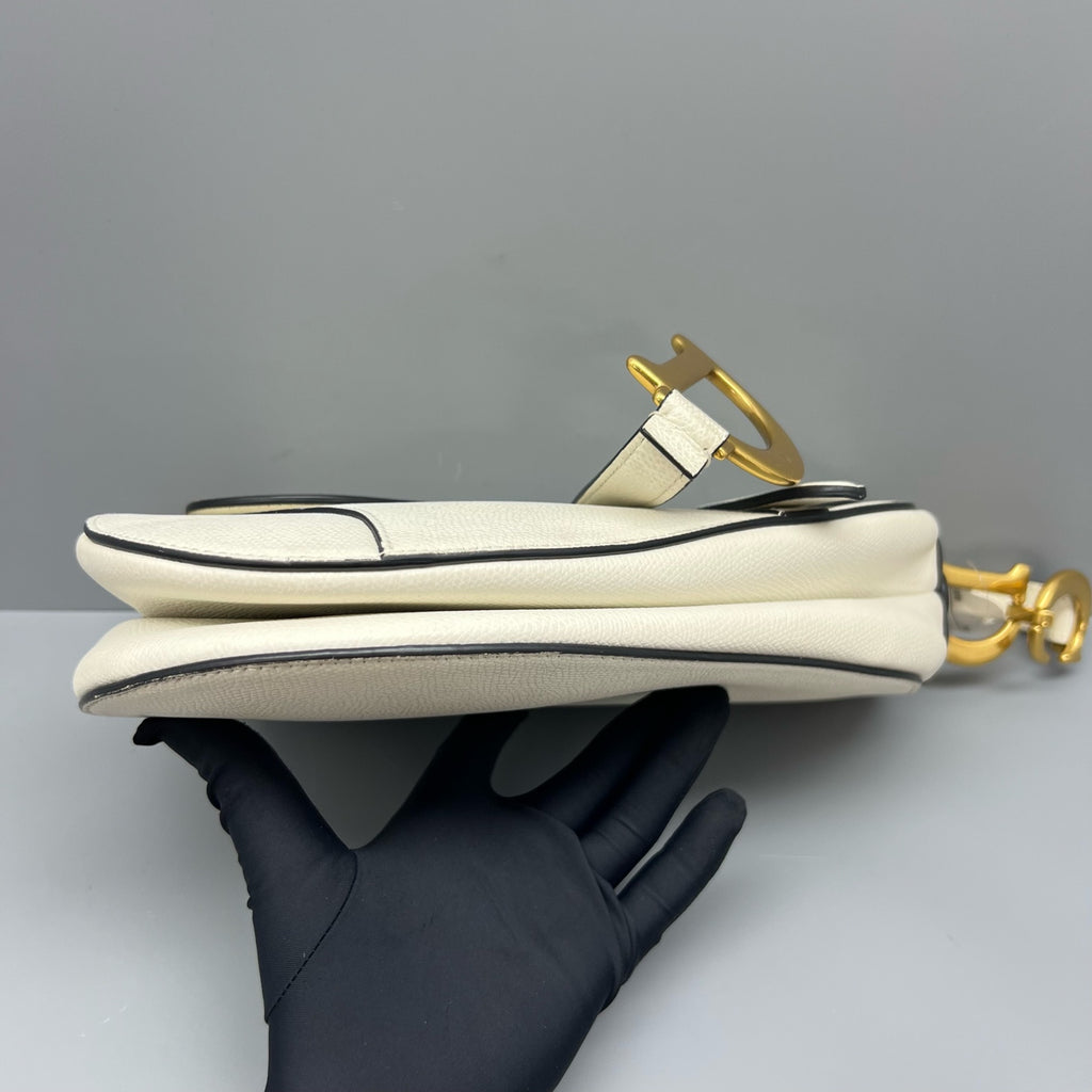 Dior White Saddle Bag