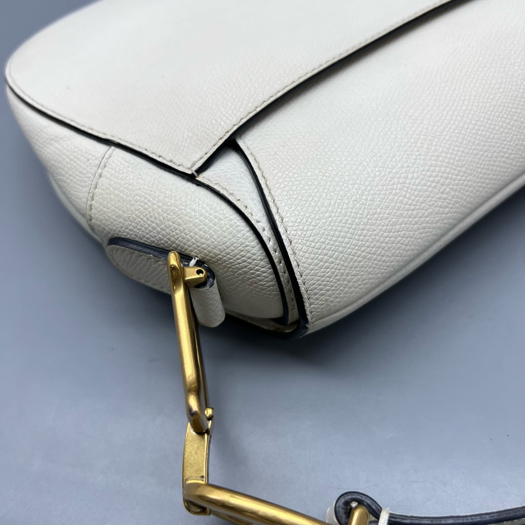 Dior White Saddle Bag