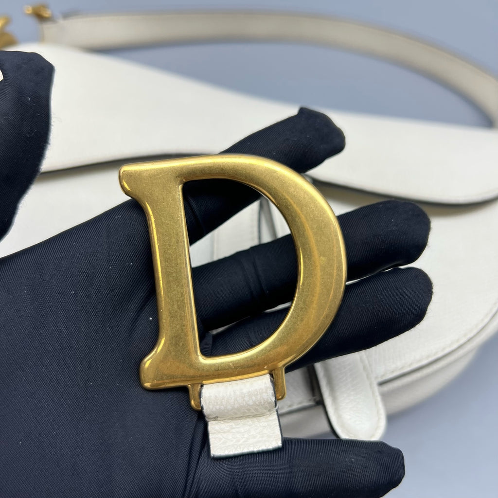 Dior White Saddle Bag