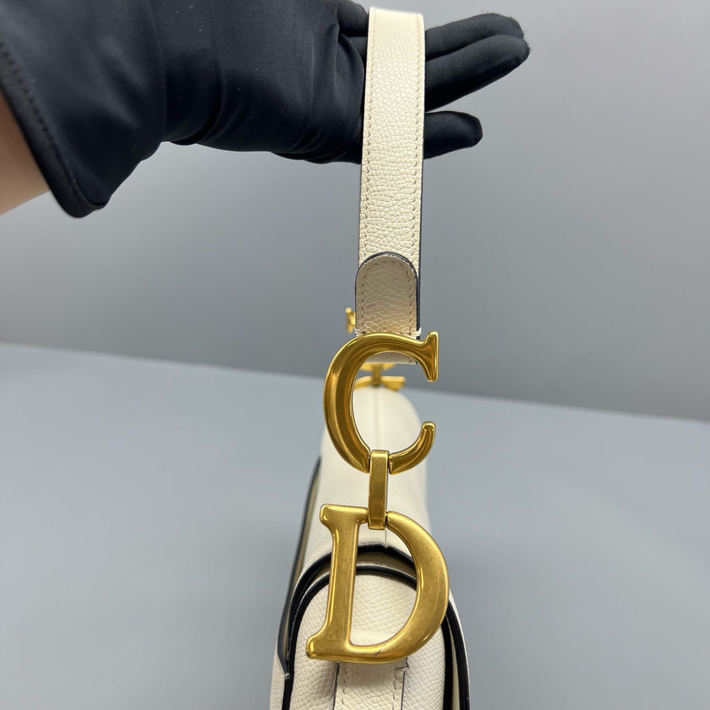 Dior White Saddle Bag