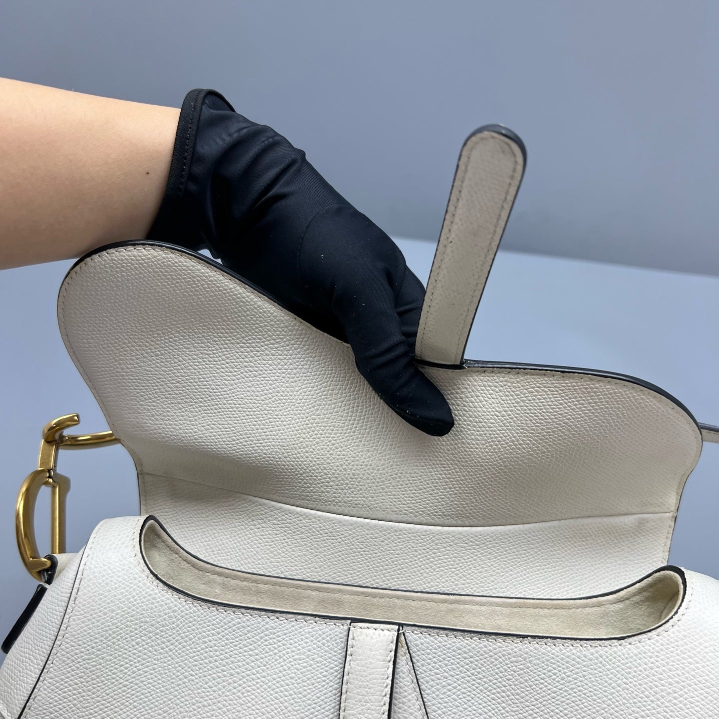 Dior White Saddle Bag