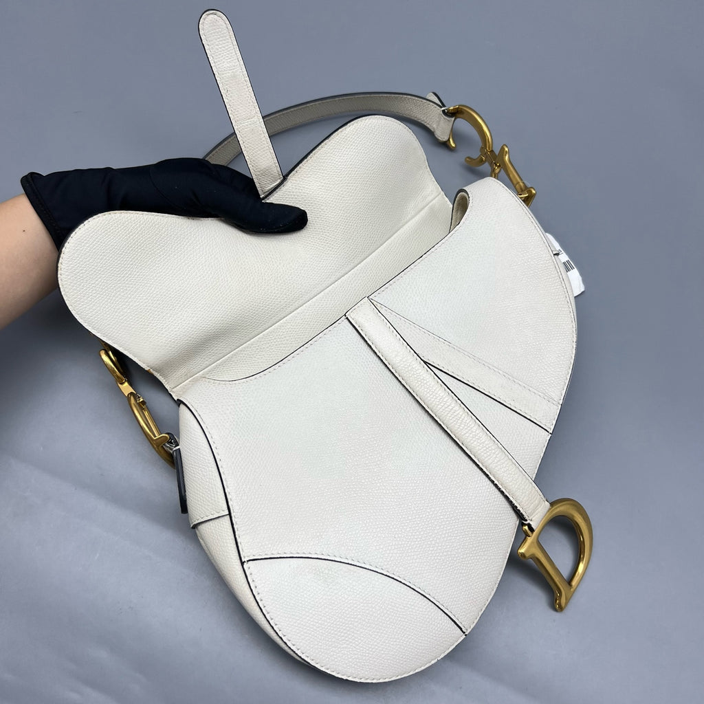 Dior White Saddle Bag