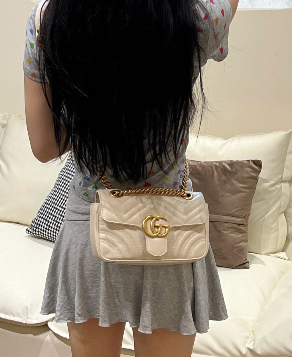 Gucci GG Marmont Collection White Backpack 446744 DTDIT 9022