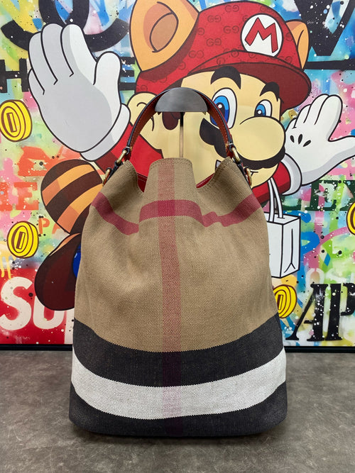 Burberry Canvas Red Bucket & Drawstring Bag