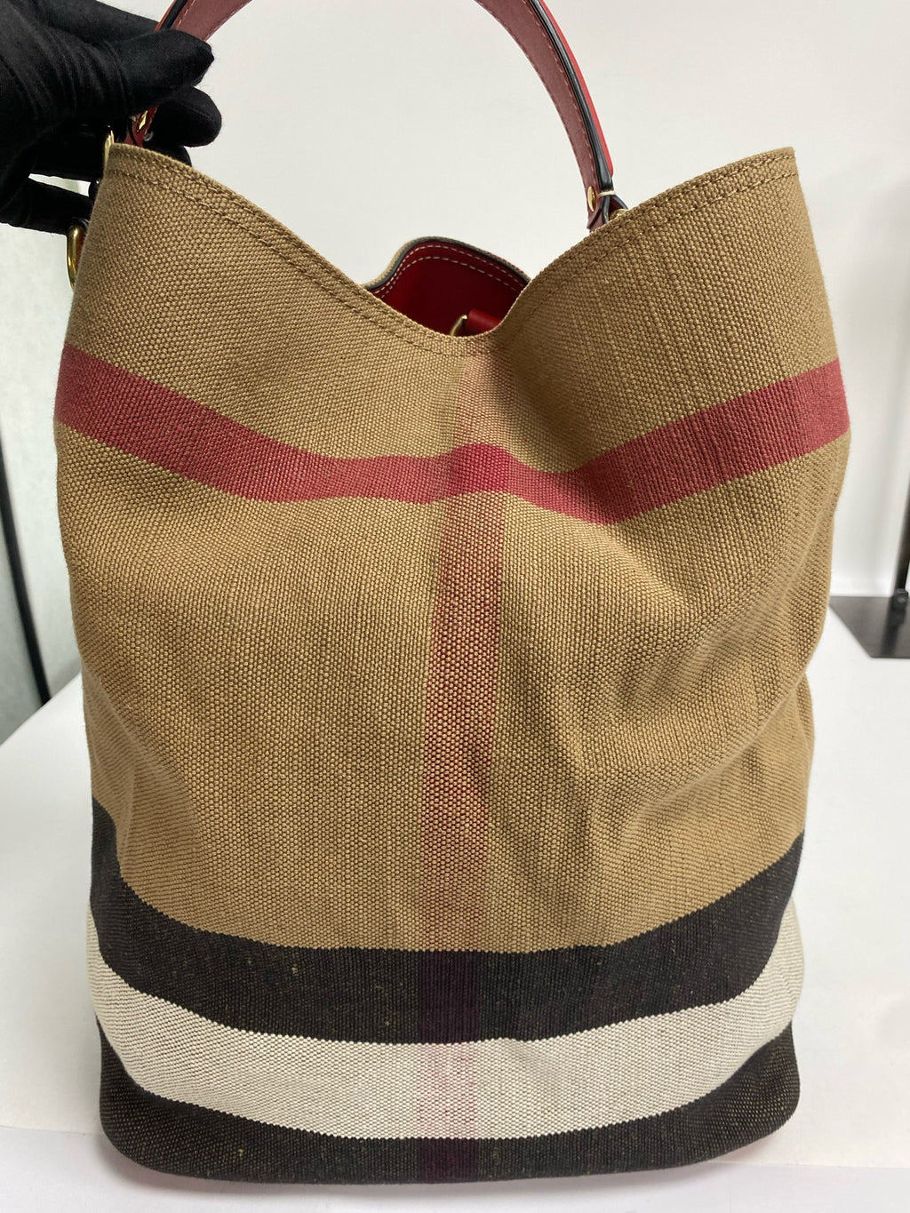 Burberry Canvas Red Bucket & Drawstring Bag