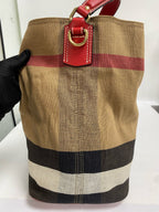 Burberry Canvas Red Bucket & Drawstring Bag