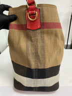 Burberry Canvas Red Bucket & Drawstring Bag