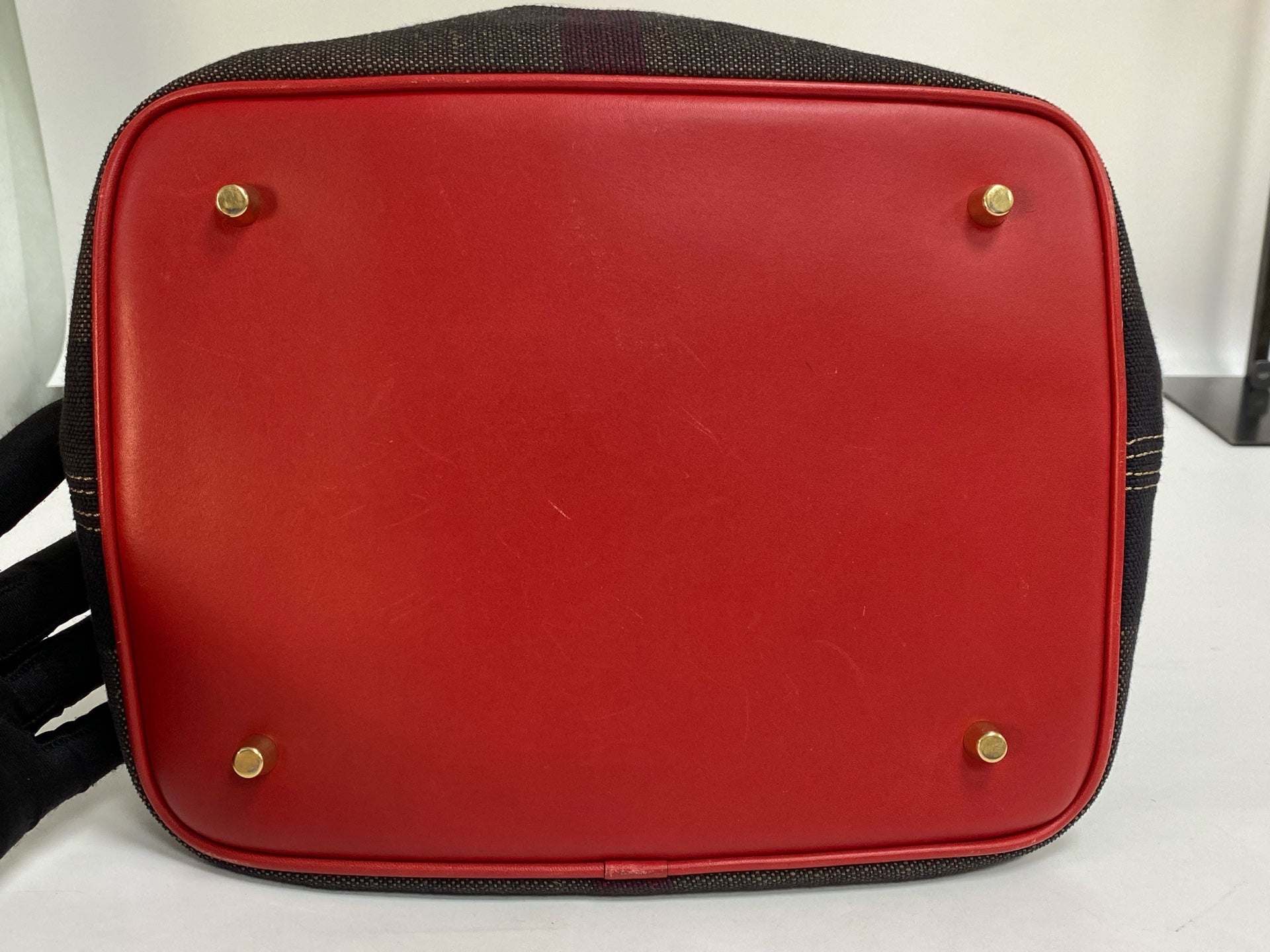 Burberry Canvas Red Bucket & Drawstring Bag