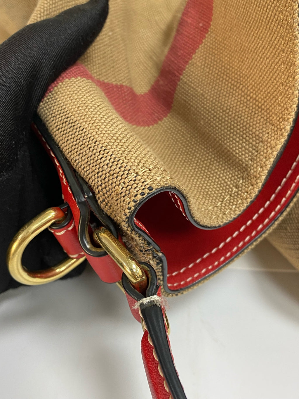 Burberry Canvas Red Bucket & Drawstring Bag