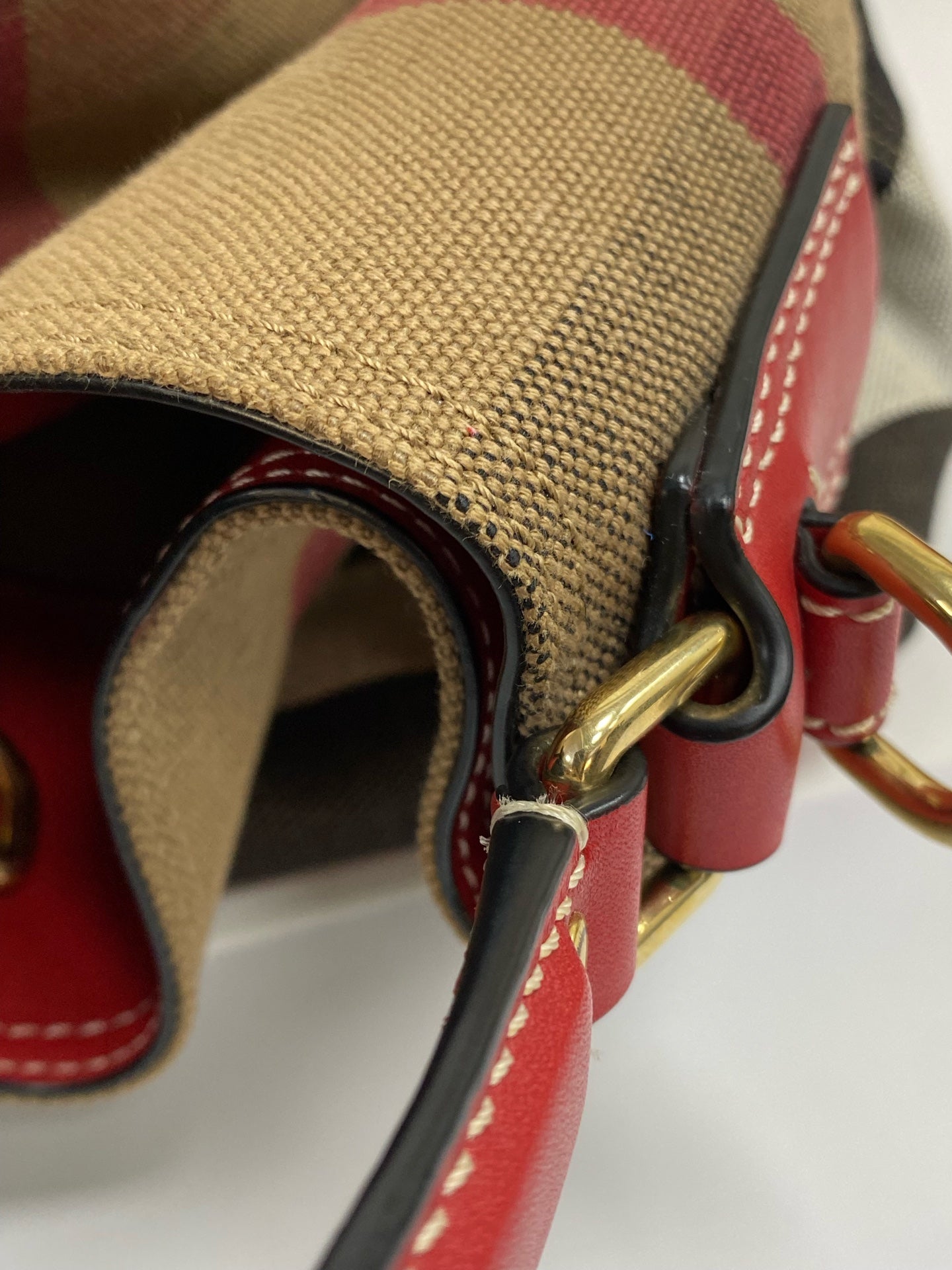 Burberry Canvas Red Bucket & Drawstring Bag