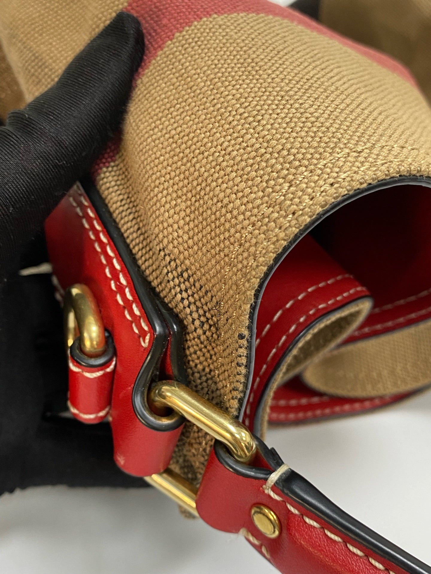 Burberry Canvas Red Bucket & Drawstring Bag